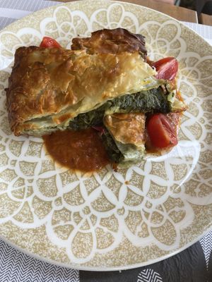 Spinach Pie. Sooo good! at Cafe Central in Ayia Napa