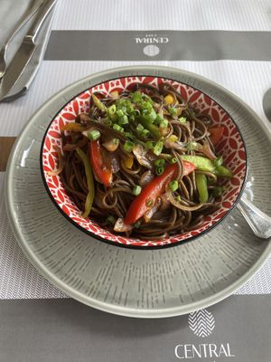 Black bean pasta bowl! Sooo good! at Cafe Central in Ayia Napa