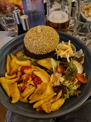 Beetroot burger at Cafe Central in Ayia Napa