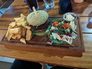 Beetroot burger at Cafe Central in Ayia Napa
