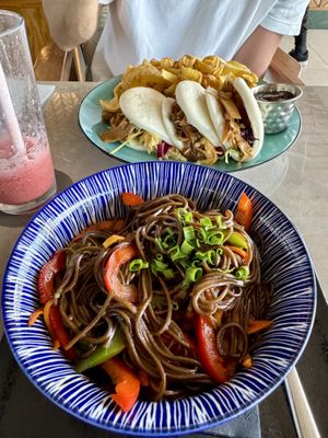 Bean Noodles and Jackfruit Buns with Friesd  at Cafe Central in Ayia Napa
