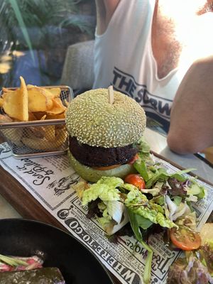 Beet root burger   at Cafe Central in Ayia Napa