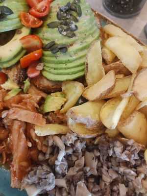 Avocado toast with jackfruit and potatoes at Cafe Central in Ayia Napa
