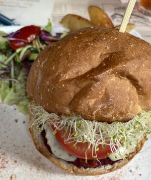 Beetroot cashew nut lentil burger. (I Am Fabulous) at Veggie4Love in Hong Kong Island