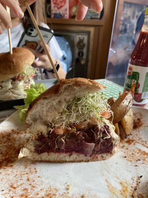 Lentil cashew beetroot patty at Veggie4Love in Hong Kong Island