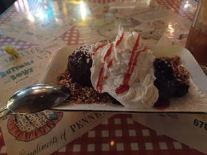 Chocolate molten cake with ice cream at Veggie4Love in Hong Kong Island