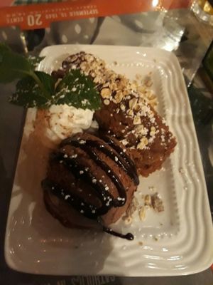 Banana and cashew nut cake with ice-cream at Veggie4Love in Hong Kong Island