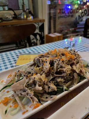 Chicken from banana blossomm  at Veggie4Love in Hong Kong Island