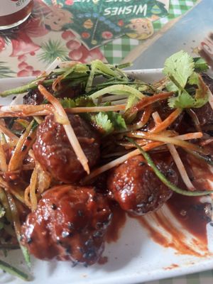 korean spicy fried no chickenn #Veganuary at Veggie4Love in Hong Kong Island