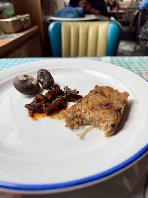 Traditional HK turnip cake! Oops. Had a bite   at Veggie4Love in Hong Kong Island