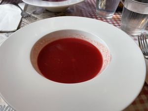Beetroot soup as part of lunch set   at Veggie4Love in Hong Kong Island