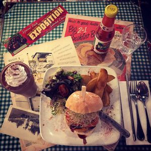 The Kobe’s Favorite + Chocolate Soy Shake. at Veggie4Love in Hong Kong Island