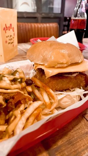 Honestly the biggest burger I've ever seen!  #Veganuary at 7Bone Burger Co in Northampton