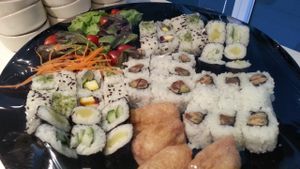 assorted sushi at Coco's Cafe at Lotus Hotel in Bangkok