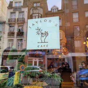 Window at Taylor's Cafe in Brussels