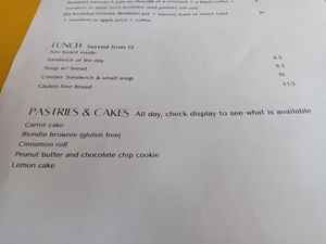 Lunch and pastries and cakes menu at Taylor's Cafe in Brussels