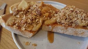 Sweet toast, 14 euro. Excellent. at Taylor's Cafe in Brussels