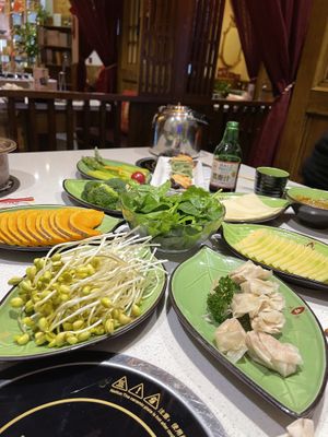 Vegetables for hot pot at Vegan Hot Pot in Xinxing