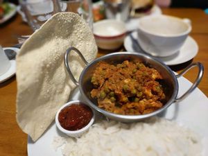 Delicious curry and rice. at Riverside Cafe in Newcastle Emlyn