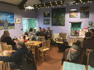 This is a popular venue. Saturday afternoon. at Riverside Cafe in Newcastle Emlyn
