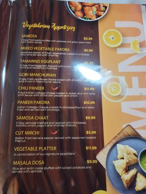 Many vegan choices at Aroma Indian Cuisine in Naples