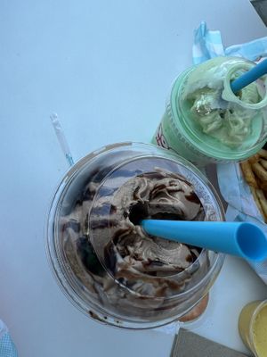 Chocolate and matcha milkshakes   at Monty's Good Burger - Culver City in Culver City