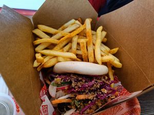Lunch special. Mushroom walnut bao with spiced fries at BaoBun - Aungier Street in Dublin