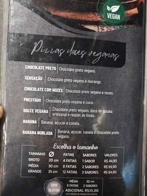 Cardápio de opções veganas doces at Don Diovani in Balneario Picarras