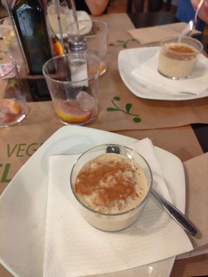 Vegan rice pudding at Vegetariano El Calafate in Malaga