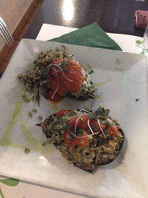 Stuffed eggplants at Vegetariano El Calafate in Malaga
