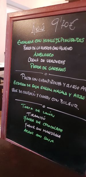 Menu at Vegetariano El Calafate in Malaga