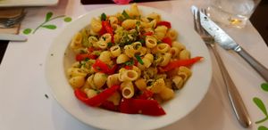 Pasta con brecol at Vegetariano El Calafate in Malaga