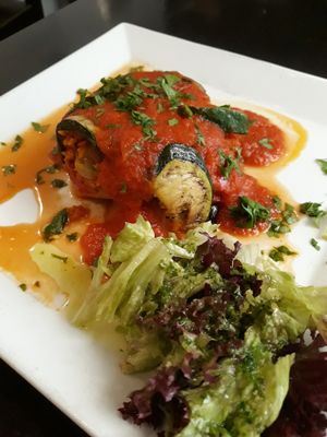 Potatoe veggie 'pie' (just put in top of each other) at Vegetariano El Calafate in Malaga