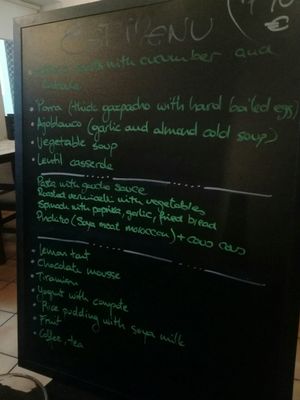 One of the daily menus. Very versatile and can easily switch out and/or add things at Vegetariano El Calafate in Malaga