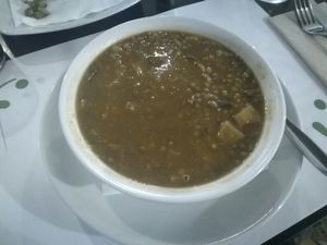 Course 1 - lentil casserole/soup at Vegetariano El Calafate in Malaga