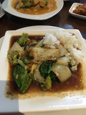 Garlic black pepper with coconut rice at Pad Thai in Southsea