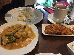 Penang curry and corn fritters  at Pad Thai in Southsea