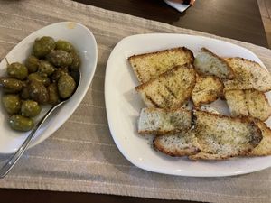 Bread as starter  at Melitzia Taverna in Tala
