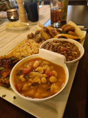 Vegan mezze plate. I'm getting hungry again. at Melitzia Taverna in Tala