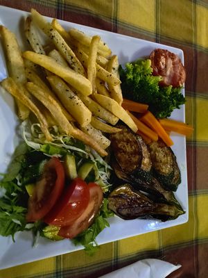 Vegetarian plate without cheese at Melitzia Taverna in Tala