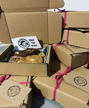 Treat boxes ready for takeoff!! at Brewed Boy Coffee Co & Vegan Bakes - Maybe closed in Warrington