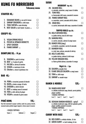 Menu October 2021, 4 of 4  at Kung Fu II Izakaya Bar in Copenhagen