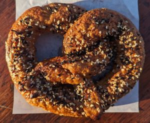 Everything Pretzel at Tipping the Scales Vegan Bakery in Beaverton