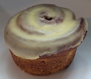 cinnamon roll at Tipping the Scales Vegan Bakery in Beaverton
