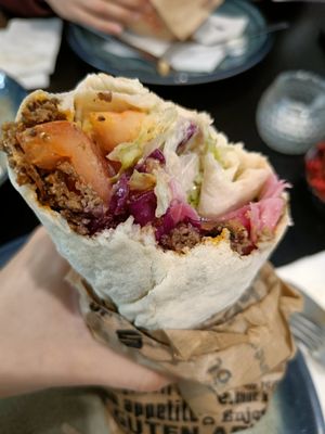 Vegan seitan wrap at Gaia Kitchen in Vienna