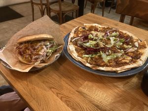 Kebab sandwich and jackmachun  at Gaia Kitchen in Vienna