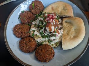 Falafel plate at Gaia Kitchen in Vienna
