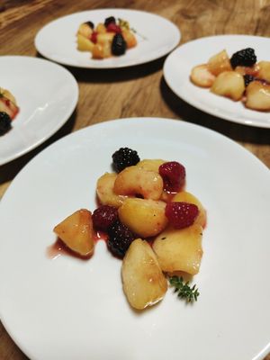 Summer fruits sauteed with tyme. at Casa Rural Cal Calsot in Montella