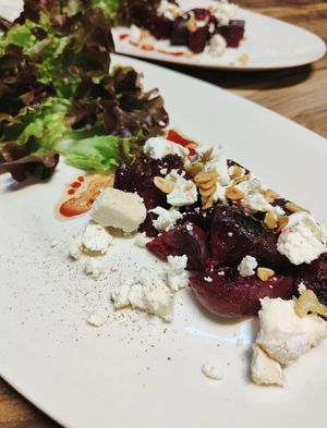 Beet root salad with artisan and local goat cheese. at Casa Rural Cal Calsot in Montella