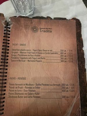 Delicious potatoes, which are vegan, and some can be made vegan upon request, as well as tasty grilled veggies at Tradita Geg & Tosk in Shkoder